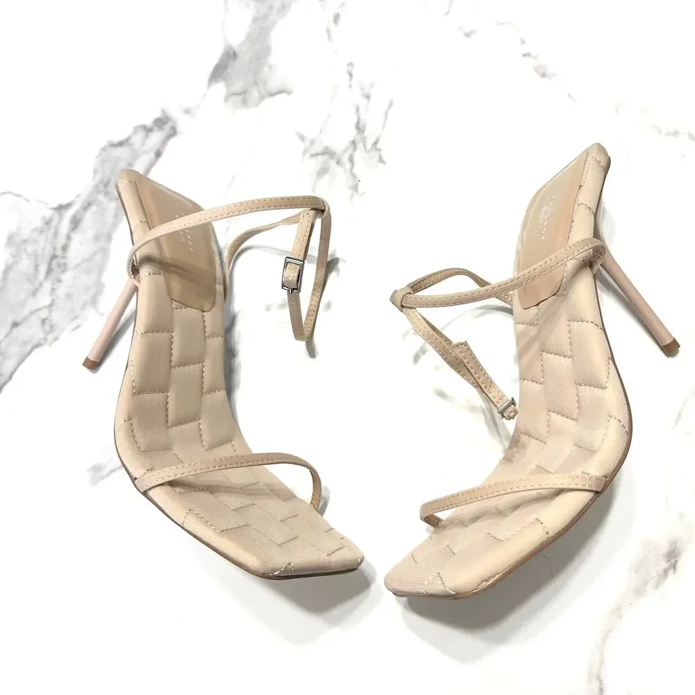 Topshop Square Toe Cushioned Stiletto Heels Size 8W Minimalist Wedding Party